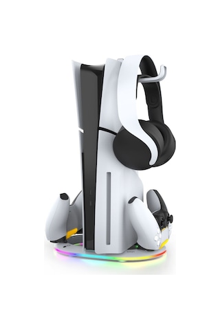 İpega Ps5 Slim Disk/ps5 Slim Dijital Rgb Dikey Stand Kulaklık Tutucu Joystick Şarj Cihazı