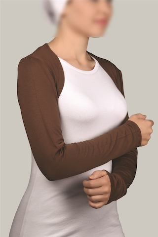 Altobeh Uzun Kollu Kadın Tesettür İçe Giyilen Bolero - Çikolata Çok Renkli
