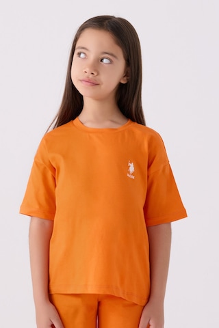 U.S. Polo Assn. Kız Çocuk Turuncu Bermuda Takım Turuncu