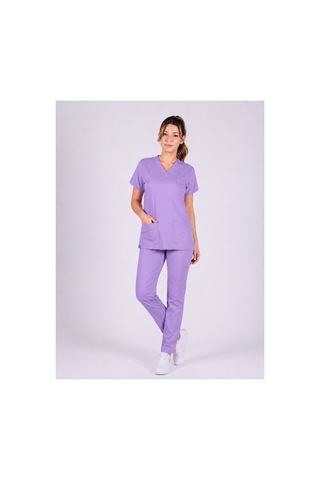 Üniforma Lila Hemşire Ve Doktor Forması Scrubs Takımı Likralı Alt Üst Üniforma Unisex Yarasa Kol