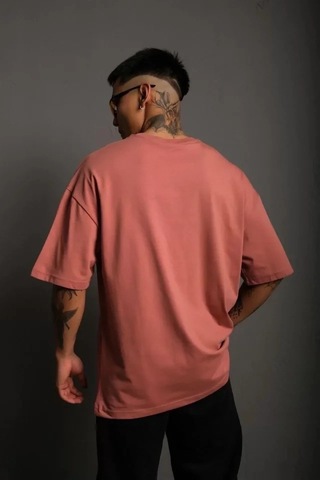 Valensdesign Erkek 24/1 Düz A Kalite Oversize T-shirt - Gül Kurusu Mavi