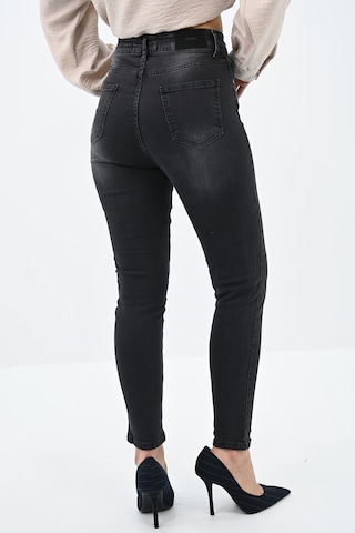 Kadın Yüksek Bel Yırtmaçlı Füme Jean Pantolon 6190-23 001