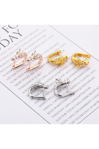 Gümüş Kişilik Ejderha Kafası Hoop Küpe Erkekler Kadınlar İçin 18 K Altın Ejderha Küpe Altın Hoop Yuvarlak Küpe