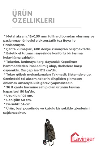 58a Pazar Arabası Plus Büyük Tekerli Siyah