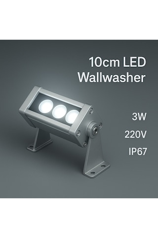 10cm 3w Led Wallwasher Beyaz 6500k Dış Cephe, Minare, Bahçe Aydınlatma Iç-dış Kullanım Ip65 Beyaz