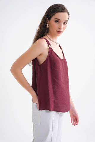 Mixray 4666 Kadın Toka Detaylı Modal Bluz Bordo Bordo