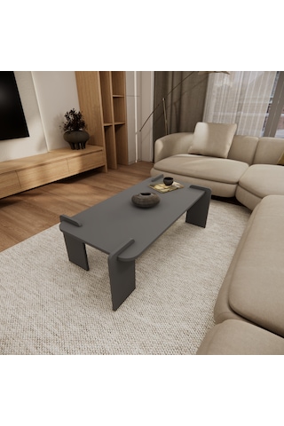 Odaco Fuji Modern Premium Oval Ayaklı %100 Mdflam Salon Orta Sehpa 120x60x40 Cm Antrasit