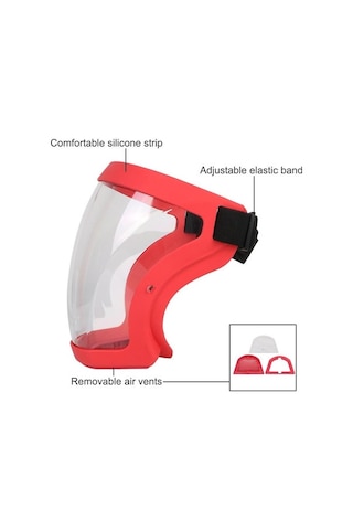 Springsun Kırmızı Güncellenmiş Tip Tam Güvenli Transparan Yüz Maskesi - Sprey, Toz Ve Çalışma/sürekli Kullanıma Dayanıklı
