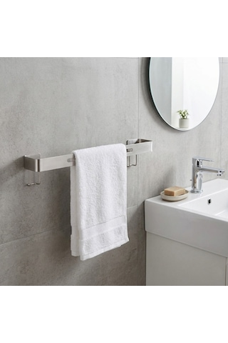 Paslanmaz Çelik Havluluk Duvara Monte Banyo Havlu Askılığı Dayanıklı Modern Tasarım Gümüş