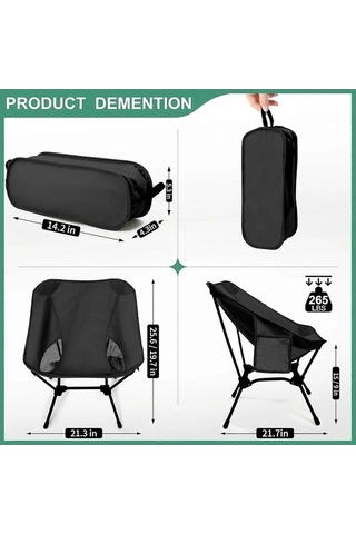 Bloomnest Yükseklik Ayarlanabilir Hafif Kamp Sandalyesi, Taşınabilir Katlanır Kamp Sandalyesi A623 Altın-siyah Altın - Siyah