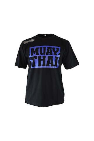 Dragondo Tx8521 Muaythai Tişört Mavi Basklı Muay Thai Tişörtü Siyah