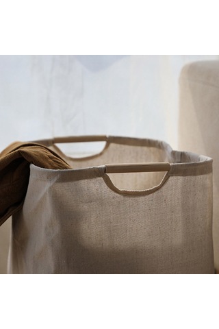 Cbtx Katlanabilir Çamaşır Sepeti Ahşap Saplı Pamuk Keten Depolama Sepeti Boyut L Diğer