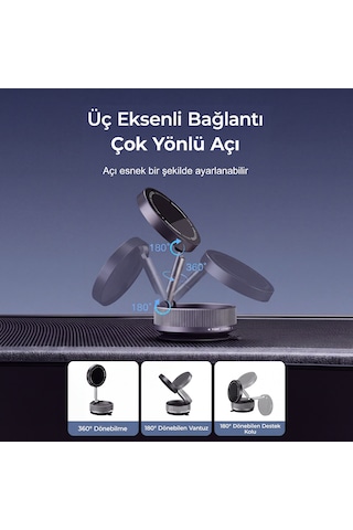 Dossimo 360 Dönebilen Ayarlanabilir Araç İçi Vakumlu Magsafe Telefon Tutucu - K10a Gri