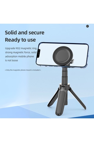Kosona İphone 15/14/13/12 Magsafe Uyumlu Aluminyum Manyetik Telefon Tutucu, 1/4 Vida Deligi İle Dayanıklı Tasarım Siyah