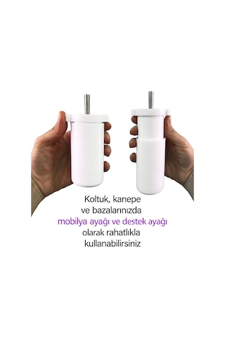 4 Adet Destek Ayağı 9,5-14,5 Cm Beyaz Ve 4 Adet Metal Düz Ayak Tabanı M8 Civatalı İnce Diş Mobilya Kanepe Baza Koltuk Seti