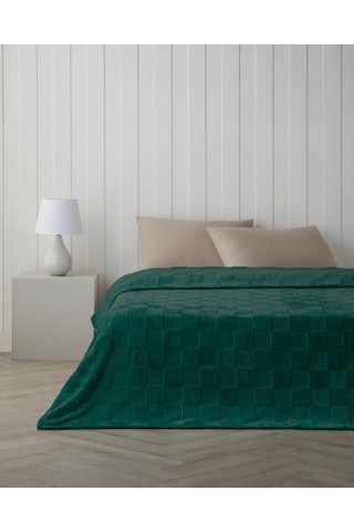 English Home Classic Check Jakarlı Supersoft Tek Kişilik Battaniye 150x200 Cm Koyu Yeşil Koyu Yeşil