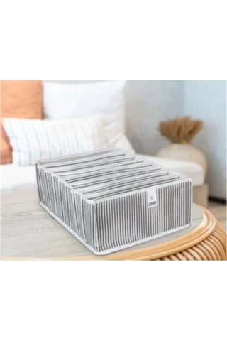 Yeni Ürün 11 Gözlü Katlanabilir Çekmece İçi Akordiyon Organizer Medium Gri Beyaz Çizgili Model Beyaz - 825160091 Beyaz