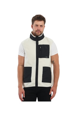 Adams Erkek Polar Kolsuz Çift Renk Yelek 3 Cepli Comfort Fit Ekru