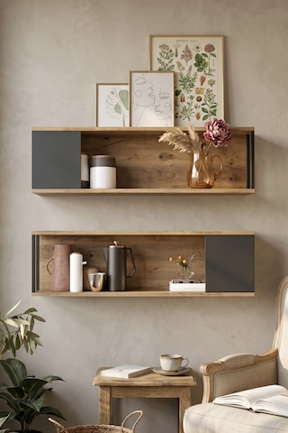 Yurudesign Voyage Duvar Rafı Kitaplık 2'Li Set VG18-A