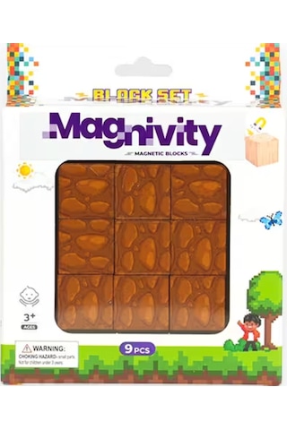 Magnivity Manyetik Bloklar 9 Parça Tuğla Desenli