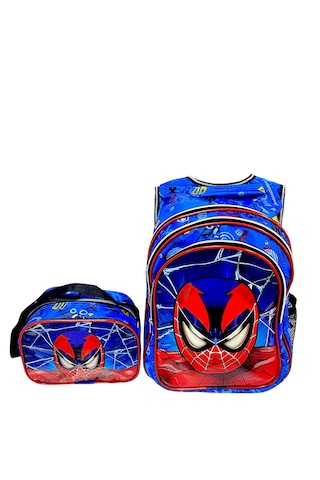 Spiderman Işıklı İlkokul Çantası 2 Li Takım Mavi