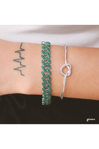 925 Ayar Gümüş Yeşil Gurmet Bileklik