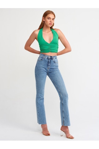Dilvin 20154 Büzgü Detaylı Crop Top