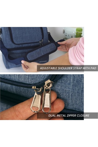 Skycıty Çift Bölmeli Yalıtımlı Soğutucu Çanta Su Geçirmez Sızdırmaz Öğle Yemeği Çantası Kutusu Omuz Askılı Piknik Plaj Seyahat İş Ofis İçin A