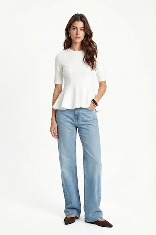 Ritnice Kadın Ella Beyaz Peplum Bluz Beyaz