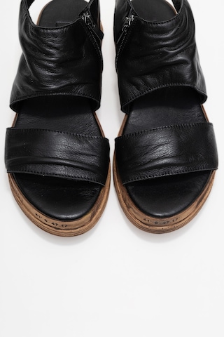 Luvishoes Luvi Shoes Lunas Siyah Hakiki Deri Yandan Fermuarlı Kadın Sandalet Siyah
