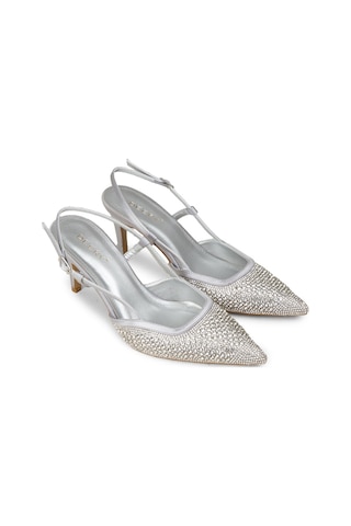 Deery Kadın Taş Detaylı Gümüş Renk Slingback Stiletto - Rd140zgmsm01 Gümüş