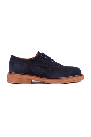 Shoetyle - Lacivert Hakiki Süet Bağcıklı Erkek Ayakkabı 666-3951-1236 Lacivert