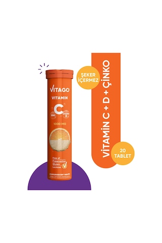 Vitago Vitamin C Vitamin D Çinko 20 Tablet