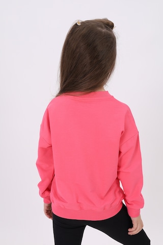 Toontoy Kız Çocuk Relax Fit Bisiklet Yaka Düşük Omuz Nakış Baskılı Sweatshirt - 2 İplik Fuşya