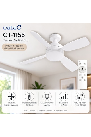 Cata Karayel Fan 82w Led Ampul Dimmerli Ct-1155