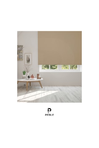 Br Perle Açık Kahverengi Düz Mekanize Stor Perde Yüksek Kalite Metropol Serisi Açık Kahverengi