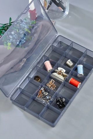 Bayev 5 Adet Füme 18 Bölmeli Avantajlı Takı Aksesuar Saklama Kutusu Gri