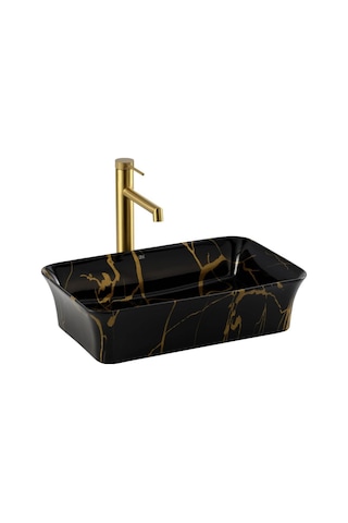 Lena - Tezgah Üstü Porselen Lavabo Mermer Desenli Outlet - Eh-4680m7- Diğer