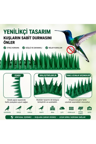 Kuş Kondurmaz Diken 50x3,5cm 12'li Paket Toplam 6 Metre