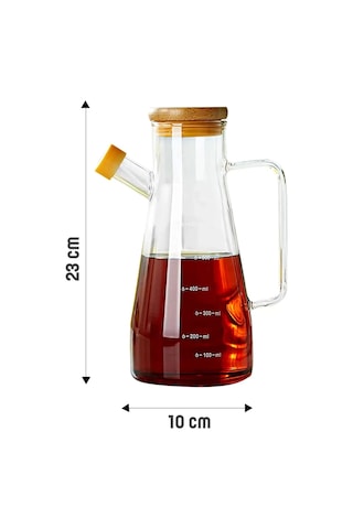 Bambu Kapaklı Cam Yağdanlık Vakumlu Borosilikat Cam Sirkelik Zeytinyağı