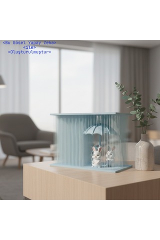 Yağmurdan Korunan Tavşanlar Sevimli Ev Dekoru 3 Tavşan Dahil