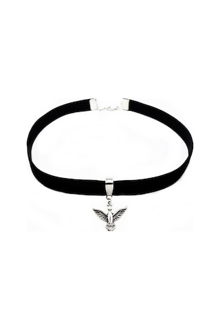 Albatros Kuşu Siyah Kadife Kadın Choker Tasma Kolye Renkli