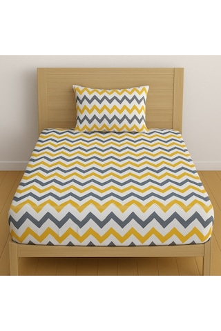 Lionas Tek Kişilik Desenli Lastikli Çarşaf Seti 120x200 Cm + 1 Yastık Kılıfı 50x70 Sari