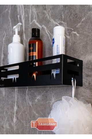 Tasagram Metal Sabunluk Duş İçi Şampuanlık Banyo Rafı Siyah