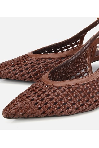 Hotiç Kadın Kahverengi Örgü Detaylı Mini Topuklu Stiletto 01ayh320790a480 01ayh320790a480
