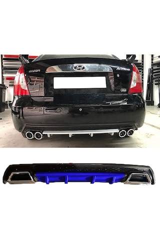 Hyundai Accent Era Mavi Difüzör Çiftli Kare Egzoz Görünümlü D Tip Difizör 2006 - 2009