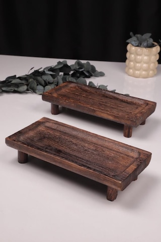 Bambum 2 Parça Pavlonya Noble Ahşap Sunum Ve Servis Seti Dikdörtgen Servis Tabakları Ahşap