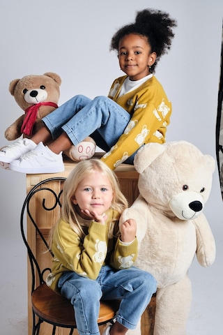 Ayıcık Desenli Hırka T-shirt Denim Pantolon Takım Hardal