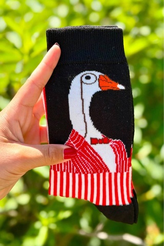 Lousocks Unisex Kaz Tasarım Soket Çorap Siyah