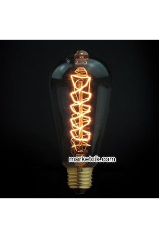 Rustik 40 Watt ST64 Burgulu Armut Ampul, Dimerli E27 Duylu